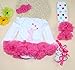 Marlegard® Baby Girls' 4PCs Long Sleeve 1st Birthday Hot Pink Tutu Dress with Headband Shoes Leggings (12M(9-12months))