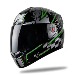 Steelbird SBA-1 Racer Matt Black with Green with Smoke Visor,580mm