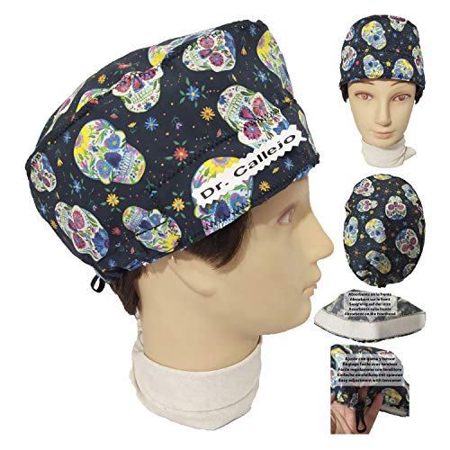 Chirurgie Kappe. MEXIKANISCHE SCHÄDEL für kurze Haare. Pflege Veterinär Zahnärzte Küche usw. Handtuch vorne, verstellbarer Spanner. Angepasst mit Namen