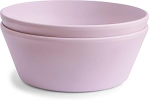 Mushie Dinnerware Bowls for Kids | Tableware Set of 2 Reusable BPA Free Bowls | Dishwasher & Microwave Safe | Made in Denmark | Round (Soft Lilac)