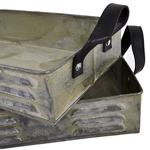 Tablett 2er Set Vintage Deko Metall 6x37x21cm grau - 2