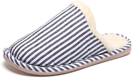 Eagsouni® Women's Men's Winter Warm Slippers Couples Home Plush Cotton Stripe Indoor House Floor Anti-Slip Shoes