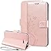 Produktbild SMART LEGEND Huawei Y5 II Lederhülle Schmetterling Weinstock Premium Schutzhülle Wallet Case Rosegold Muster Design Etui Brieftasche Ledertasche mit Handschlaufe Neu Zubehör im Bookstyle Cover Schale mit Ständer Standfunktion Etui Karten Slot und Magnetverschluss Flip Case