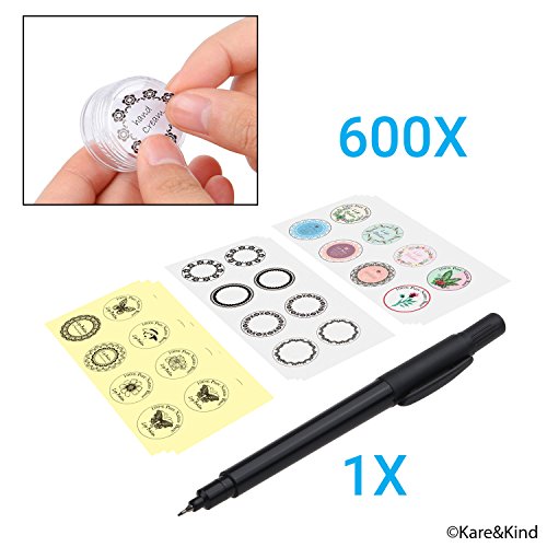 Labels for Lip Balm Container Jars - Value Pack of 600 Stickers - 200 Writable and 400 Printed Stickers - Self Adhesive - Easy to Peel, Apply and Remove - Fineliner Pen Included for Label Writing