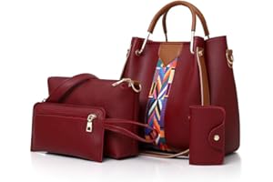 AlwaySky Women Handbag Set 4 in 1 Soft PU Leather Top Handle Bag, Tote Bag, Shoulder Bags Crossbody Bag Wallet Purse Set