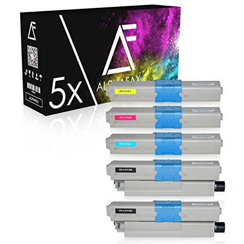 5 Toner kompatibel zu OKI C310dn, C330DN, C331DN, C510DN, C511DN, C530DN, MC351DN, MC361DN, MC561DN, MC562DN - Schwarz je 3.500 Seiten, Color je 2.000 Seiten