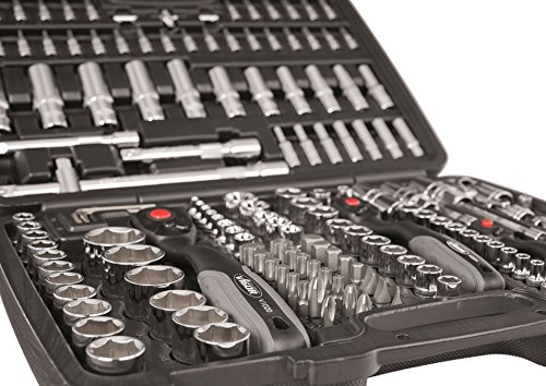Vigor Steckschlüssel-Satz Vierkant (6,3 mm, 1/4 Zoll, 10 mm, 3/8 Zoll, 12,5 mm, 1/2 Zoll, 172-teilig, drei Umschaltknarren) V2461 - 2