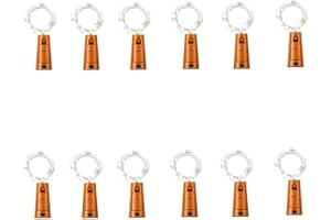 PAWARSO Luci LED Bottiglia, 12 Pezzi Tappi LED a Batteria per Bottiglie, 2m 20 LED,Luci per Bottiglie di Vetro per Creare Atmosfera per Natalizie, Matrimonio, Festa(Bianco Freddo)