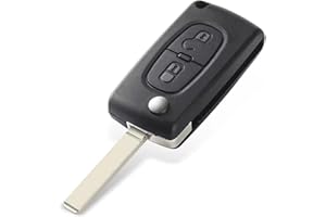 Kesiku Peugeot/Citroen Schlüsselgehäuse für Peugeot 207 307 308 407 607 807 Expert Partner Citroen C2 C3 C4 C5 C6 C8 Ds3 Ds4 Berlingo Plurier Grand Picasso Jumpy Autoschlüssel - Mit Batteriehalter