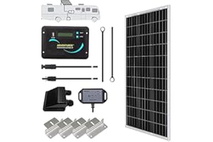 Renogy 100W Solar Panel Kit, 12 Volt Monocrystalline Solar RV Kit Off-Grid Kit with 30A PWM Solar Charge Controller+ Mounting Brackets+ Male and Female Connectors+Solar Cables+Cable Entry housing