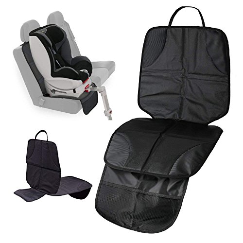 Preisvergleich Produktbild Autositzschoner Kindersitz, Autositzauflage, Kindersitzunterlage, Hochwertiger Autositzschoner Unterlage auch für Isoifx Kindersitz Rücksitzbank Schutzauflage in Schwarz, Rutschfest, Pflegeleicht und Sicher