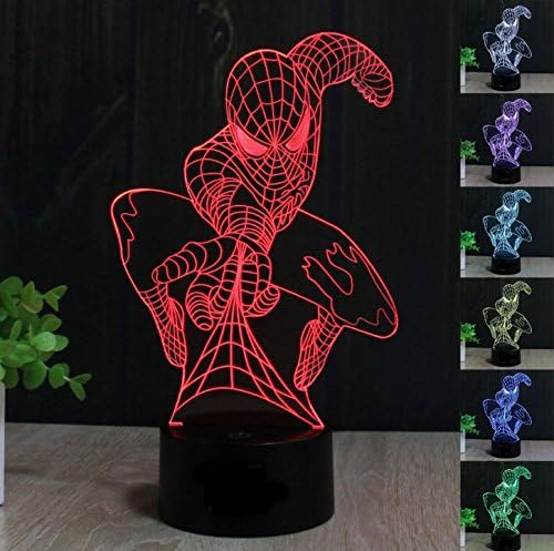 Spiderman USB powered 3D Colour Changing Illusion Mood Lamp | 7 Colours | Touch Button Control | 23.8 x 15.8 x 8.8cm