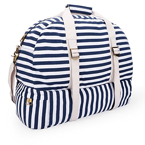 Oflamn Bolsa de Viaje Bolsa Fin de Semana - Bolsa de Deporte con Compartimento Zapatos para Mujeres y Hombres - Sports Gym Bag (3.0 Stripe)