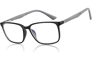 ZENOTTIC Gafas de Lectura para Hombre - Filtro de Luz Azul Presbicia Montura Quadrada - Bisagras de Resorte Anti-Reflejantes para Computadora