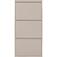 KARE Design Shoe Container Caruso 3 Cream, Space-Saving, 3 Tipping Compartments, Space for 6 Pairs of Shoes, Storage Space, Hallway, Floor, Steel Powder-Coated, 104x50x15 cm (H/W/D)