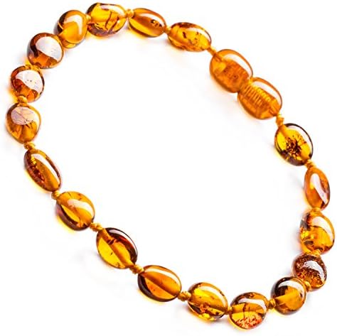 Amber Anklet Bracelet/PREMIUM Authentic 100% Baltic Amber/Polished Knotted Amber Beads - Natural Certificated Extra Safe Handmade Jewellery with the Highest Quality Guaranteed - Various Sizes 14cm