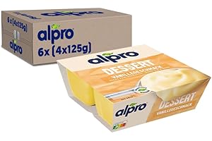 ‎ALPRO Alpro Soya-Dessert Feine Vanille – Auf Soyabasis – Vegan und von Natur aus laktosefrei – Reich an Calcium und Vitaminen – 6 x (4 x 125) g