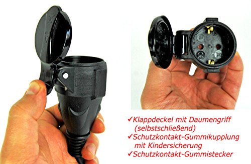 Gummi Verlängerungskabel 10m außen und Ihnen Strom 3x 1,5 mm² IP44 Stromkabel für Garten - 2