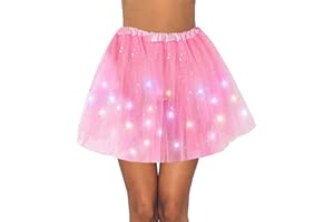 Ruiuzioong Damen Tüll Tutu Rock Sterne Pailletten Tutu Rock Mit LED Lampe Prinzessin Rock für Party Ballett Tanzen