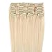 Beauty7 18'' #60 platinum blonde 100% Human Hair Extension Full Head Clip In Remy Hair Extensions-Can Be Straightened Permed & Curled Repeatedly