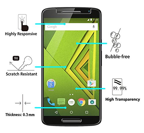  2 Unidades  Motorola Moto X Play Protector de Pantalla  iVoler  0 3mm Dureza 9H  Protector de Pantalla de Vidrio Templado Cristal Protector para Motorola Moto X Play -Dureza de Grado 9H  Espesor 0 30 mm  2 5D Round Edge- Ultra-trasparente   Anti-golpe   Ajuste Perfecto   No hay Burbujas - Garant  a Incondicional de 18 Meses