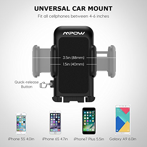Mpow Grip Flex - Porta Cellulare, Antiscivolo, Auto Universale Lungo Braccio Parabrezza Cruscotto del Supporto Cellulare di Montaggio per Smartphone e GPS Dispositivo