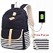 Produktbild Rucksack Mädchen, Canvas rucksack damen Schultaschen Schulranzen Lässiger Schulrucksack für Madchen Jugendliche Jungen (Schwarz)