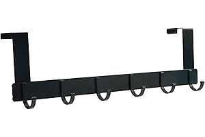 Lifeant 6 Ganchos, Colgadores Aluminio, Perchero, Taladrar, Baño, Dormitorio, Puertas de Toallero, Acrylic, Negro, One Size