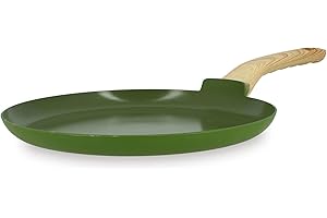 MENASTYL - Crêpière 26cm Colorama olive - En Aluminium - Revêtement antiadhésif en céramique - Tous feux dont induction