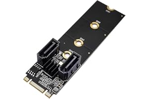 NFHK NGFF Key B+M PCI Express to SATA 3.0 6Gbps Dual Ports Vertical Adapter Converter Hard Drive Extension Card JMB582 2230 2242 2260 2280