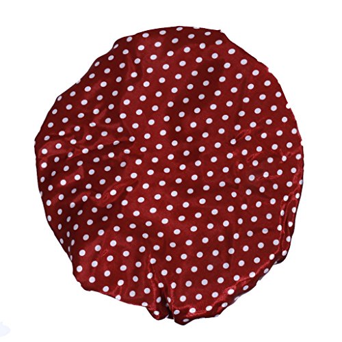 Waterproof Womens Shower Cap Cap Bath Shower Reusable Clear Satin Hair Cover - 7 Colors - Wine & Red