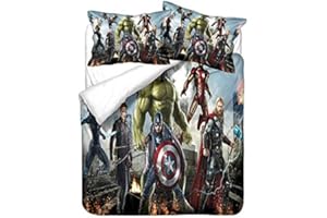 GDGM Juego de cama con 1 funda nórdica y 1/2 fundas de almohada, diseño de superhéroes Marvel The Aveers para niños y ropa de cama, microfibra A, 220 x 240 cm + 75 x 50 cm