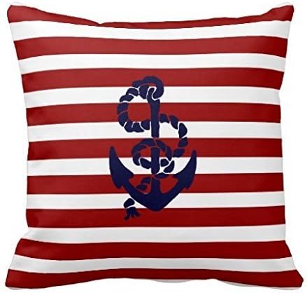 GraebnerSaleStore 18X 18inch Pastoral Style Cotton Linen Decorative Throw Pillow Cover Cushion Case Red Blue Nautical Ancho H:610