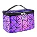 Voberry®1 Pcs Women Lady Travel Cosmetic Bag Makeup Fashion 3D laser Diamond Pattern Portable Cosmetic Bag (Purple)