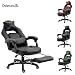 Produktbild Delman XXL Racing Bürostuhl Schreibtischstuhl Gaming Chair Drehstuhl Höhenverstellbar mit Fußstütze Fußablage mit Armlehnen Chefsessel Große Sitzfläche dicke Polsterung 11cm 02-0019 (Schwarz)