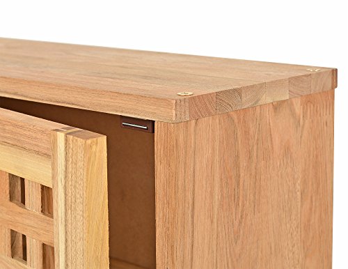 Medizinschrank Badschrank Badregal aus massivem Walnussholz Gitterdesign Arznei Schrank - 5