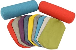 GIAEYHM Federa per cuscino cilindrico in lino, federa rotonda per cuscino di supporto per tutto il corpo, per memory foam, schiuma triturata/cotone (blu, 15 x 45 cm)