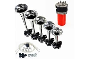 YIYIDA bocina de música de cinco tubos bocina de automóvil personalidad de sonido de frecuencia múltiple 12V 150DB bocina de aire bocina de camión con bomba de aire de compresor