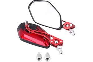 AKOZON Lusterka Wsteczne Motocykla, para 8mm 10mm Uniwersalny Skuter Motocyklowy Aluminiowy Wzór Płomienia Boczne Lusterka Wsteczne (Czerwony)