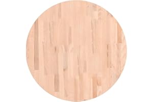 vidaXL Tablero Redondo, Superficie de Mesa Auxiliar, Tablero de Mesa de Centro, Tablero de Muebles de Repuesto, Madera Maciza de Haya Ø70X2,5 cm
