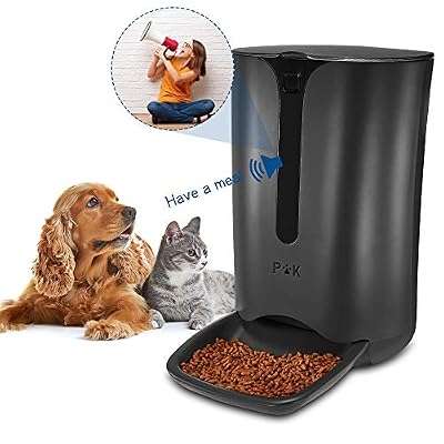 PUPPY KITTY 7L Distributeur de Croquettes pour Chats et Chiens Automatique de Nourriture Enregistrement Vocal Programmable 4 Repas par Jour