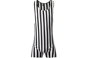 JUFLAM Männer Mode Streifen Ein Stück Bodysuit Wrestling Singlet Athletische Leotard Gym Sportswear Undershirt