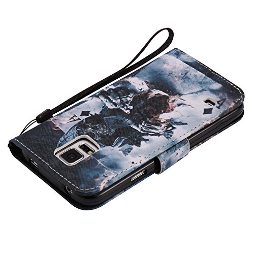 Feeltech Samsung Galaxy S5 Hülle PU-Leder und Brieftasche Bunte Muster Fall mit Magnetverschluss, Hybrid-Kickstand mit Stand-Funktion, schlagen Sie schützende weiche TPU Stoßstangenabdeckung und Kreditkartenhalter für Samsung Galaxy S5 Handgelenk Bügel-Buch-Art-Geldbeutel-Tasche mit 2 In 1 Berühren Sie Stift – Schürhaken - 7