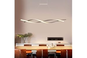 LANEKD LED Lamparas de techo Modernas para Mesa de Comedor Salon Colgantes Regulable con Control Remoto Luz de Techo Espiral Pantalla de acrílico Diseño Lámpara Cocina Oficina Habitacion (Gris, L100cm)