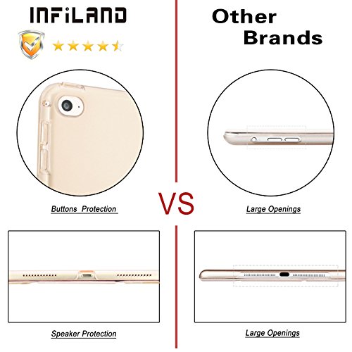 iPad Air 2 / iPad 6 Hülle, Infiland Ultra Dünn Tri-Fold Smart-Muschel PU Leder Ultra Schlank Superleicht Ständer Smart Shell Cover Schutzhülle Etui Tasche für Apple iPad Air 2 (2014 Modell)/ iPad 6(mit Auto Schlaf / Wach Funktion)(Goldene Quadrate) - 6