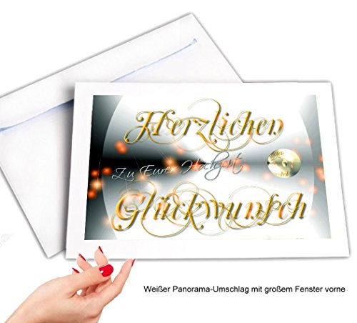 DigitalOase Hochzeitskarte Riesige Geschenkkarte – EXTRA GROSSE KARTE DIN A4/A3 aufgeklappt Glückwunschkarten zur Hochzeit 1 Klappkarte incl. 1 durchsichtiger Panorama-Umschlag – Innen viel Platz zum Schreiben DIN A4 (aufgeklappt DIN A3: ca. 40 x 30 cm) – KEINE LAGERWARE… WIR DRUCKEN FRISCH – DigitalOase ist Markenware - 2
