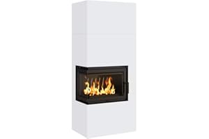 Kratki Home Simple Box Kamin-Ofen Stahl-Verkleidung weiß 2-Seitig Türanschlag links Fertig-Bausatz 8kw Bauart 2 200mm Agbasstutzen-Durchmesser BImSchV 2