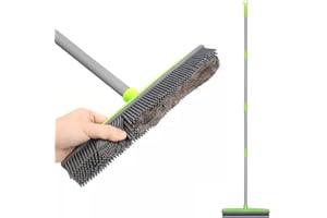 ‎LANDHOPE Gummibesen für den Innenbereich, mit 150 cm langem Griff und Rakelkante, Kehrbürste, Kunstrasen, Rechen, Gartenbesen, für Haustiere,Katzen,Hundehaar,Teppich,Fliesenreinigung(mehrere Segmente)