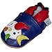 Soft Leather Baby boy Shoes with Suede Soles by Dotty Fish Blue Multi Coloured Dotty Fish design - 6-12 months