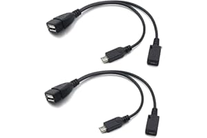 AuviPal Adaptador Micro USB a USB 2 en 1 (Cable OTG + Cable de alimentación) para Fire Stick, Playstation Classic y más - Paquete de 2